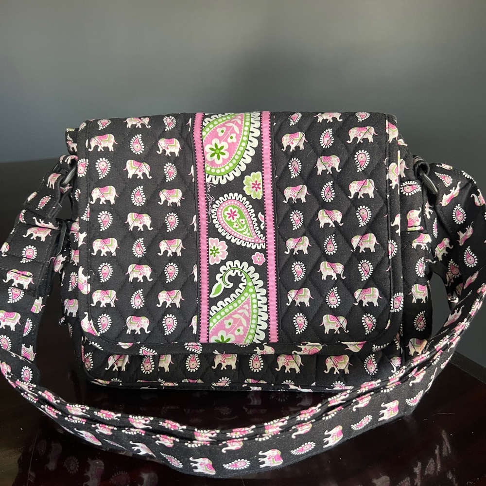 Vintage Vera Bradley Pink Elephants Mailbag Crossbody Messenger Bag Retired - Picture 6 of 11